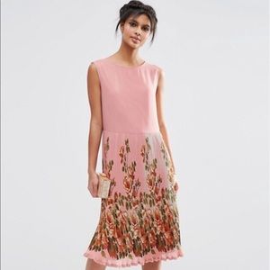 ASOS Midi Dress with Pleated Skirt Size 4